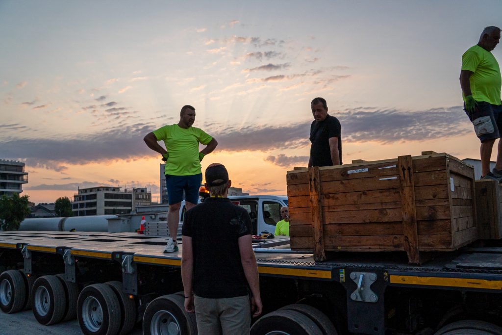 Aviation equipment loaded on open platform truck